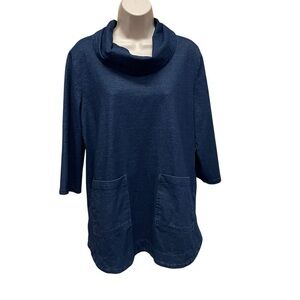 Focus casual life cowl neck tunic with front pockets blue women’s medium